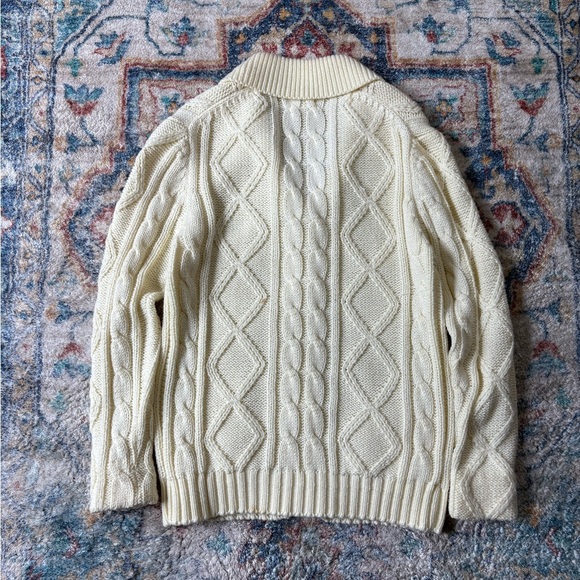 Vintage 80s Cable Knit Cardigan Sweater Medium - Picture 2 of 7